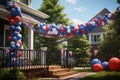 Classic red white and blue decorations adorning. Generative ai
