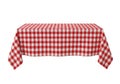 Red and white checkered tablecloth draped over a table isolated on white background isolated on white background Royalty Free Stock Photo