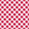 Classic Red and White Gingham Tablecloth Pattern in Diagonal Grid Royalty Free Stock Photo