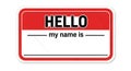 Classic red and white Hello my name is sticker template Royalty Free Stock Photo