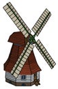 Classic red wooden windmill