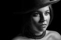 Classic retro beauty portrait. black and white photography Royalty Free Stock Photo