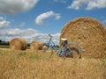 Classic and retro bike with hay bales Royalty Free Stock Photo