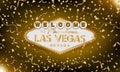 Classic retro gold Welcome to Las Vegas sign on gold background. Happy background. Simple modern vector style