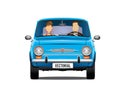 Classic retro illustration fiat 500 650 and passengers