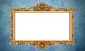 Classic Retro Old Gold Photo or Painting Frame in White Isolated Background 13 Royalty Free Stock Photo