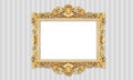 Classic Retro Old Gold Photo or Painting Frame in White Isolated Background 53 Royalty Free Stock Photo