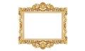 Classic Retro Old Gold Photo or Painting Frame in White Isolated Background 02 Royalty Free Stock Photo