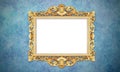 Classic Retro Old Gold Photo or Painting Frame in White Isolated Background 06 Royalty Free Stock Photo