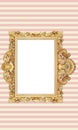 Classic Retro Old Gold Photo or Painting Frame in White Isolated Background 68 Royalty Free Stock Photo