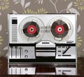 Classic retro reel to reel open 60s vintage music Royalty Free Stock Photo