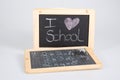 Classic retro slate text heart i love school on grey background Royalty Free Stock Photo