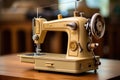 Classic retro style manual sewing machine. Generative AI