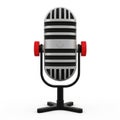 Retro Style Microphone on a Black Stand with Red Accents on a White Background vintage Royalty Free Stock Photo