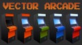 Classic Retro Vector Game Room Arcade Cabinets