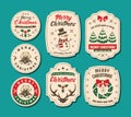 Classic Retro Vintage Christmas Label Sticker Vector Collection Set 1