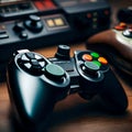 Classic retro vintage game controller - ai generated image Royalty Free Stock Photo