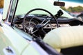 Classic retro vintage green car. ÃÂ¡ar interior Royalty Free Stock Photo