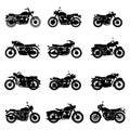 Classic road vintage motorcycles vector illustration set