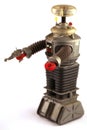 Classic robot tin toy in gray Royalty Free Stock Photo