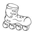 Classic roller skates. Laced roller skates. Vector illustration of children`s roller skates. Roller skates hand drawn