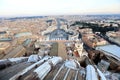 Classic Rome - aerial view to old roof buildings and street, View of St. Peter`s Square in Vatican and Rome street Royalty Free Stock Photo