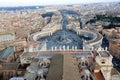 Classic Rome - aerial view to old roof buildings and street, View of St. Peter`s Square in Vatican and Rome street Royalty Free Stock Photo