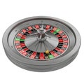 A classic roulette wheel with a metallic base and numbered slots for gaming Royalty Free Stock Photo