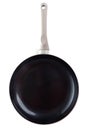 classic round black frying pan with gray handle and non-stick coating on a white background Royalty Free Stock Photo