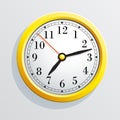 Classic round wall clock with arrows. Yellow body. Vector . Royalty Free Stock Photo