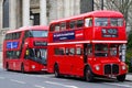 Classic Routemast and modern New Routemaster red London buses