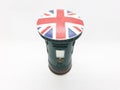 Classic Royal English Vintage Postal Service Box Iconic Model Toys with English Flag Painting on the Top in White Isolated 06 Royalty Free Stock Photo