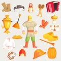 Classic Russian Culture Symbols Set