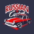 Russian classic muscle car logo sign vector illustration