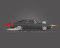 Classic 70s muscle car. High detailed vector illustration.