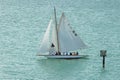 Active people in a Classic sailing yacht at the Bodensee