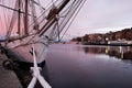 Classic sailing yacht moored in Oslo harbor Royalty Free Stock Photo