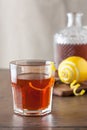 Classic sazerac cocktail on wooden table Royalty Free Stock Photo