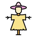 Classic scarecrow icon color outline vector