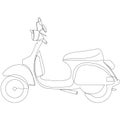 Classic scooter continuous one line drawing. Classical scooter motorcycle. Vintage Asian underbone motorbike logo