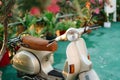 Vintage Scooter in Mediterranean Garden