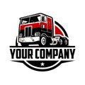 Classic semi truck logo. Trucking company logo. Premium logo vector isolated Royalty Free Stock Photo