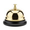 Polished Brass Service Bell with Black Base on a White Background reception hotel Royalty Free Stock Photo