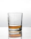 Classic set of glass tumbler and strong alcohol.