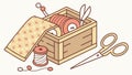 Classic sewing kit, essential craft tools, DIY textile projects, vector design Generative AI Royalty Free Stock Photo