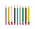 Classic shiny vector pencil set. Colored pencils set Royalty Free Stock Photo