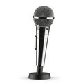 Classic silver microphone on a black stand Royalty Free Stock Photo