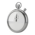 Classic Silver Stopwatch With White Face And Black Hands On White Background timer time Royalty Free Stock Photo