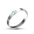 Classic Silver Or White Gold Diamond Ring Vector