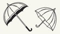Classic and sketched umbrellas in versatile black and white line art, vector design Generative AI Royalty Free Stock Photo